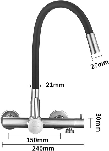 LakeBayMZC Wasserhahn Küche Wandmontage Küchenamatur mit 3/4" Anschluss Edelstahl,