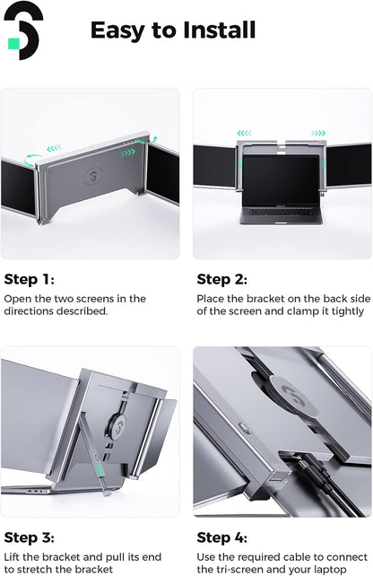 Laptop Bildschirm Erweiterung,14" 1080P Dreifacher tragbarer Laptop Screen Extender für 13 bis 16,5 Zoll Laptops