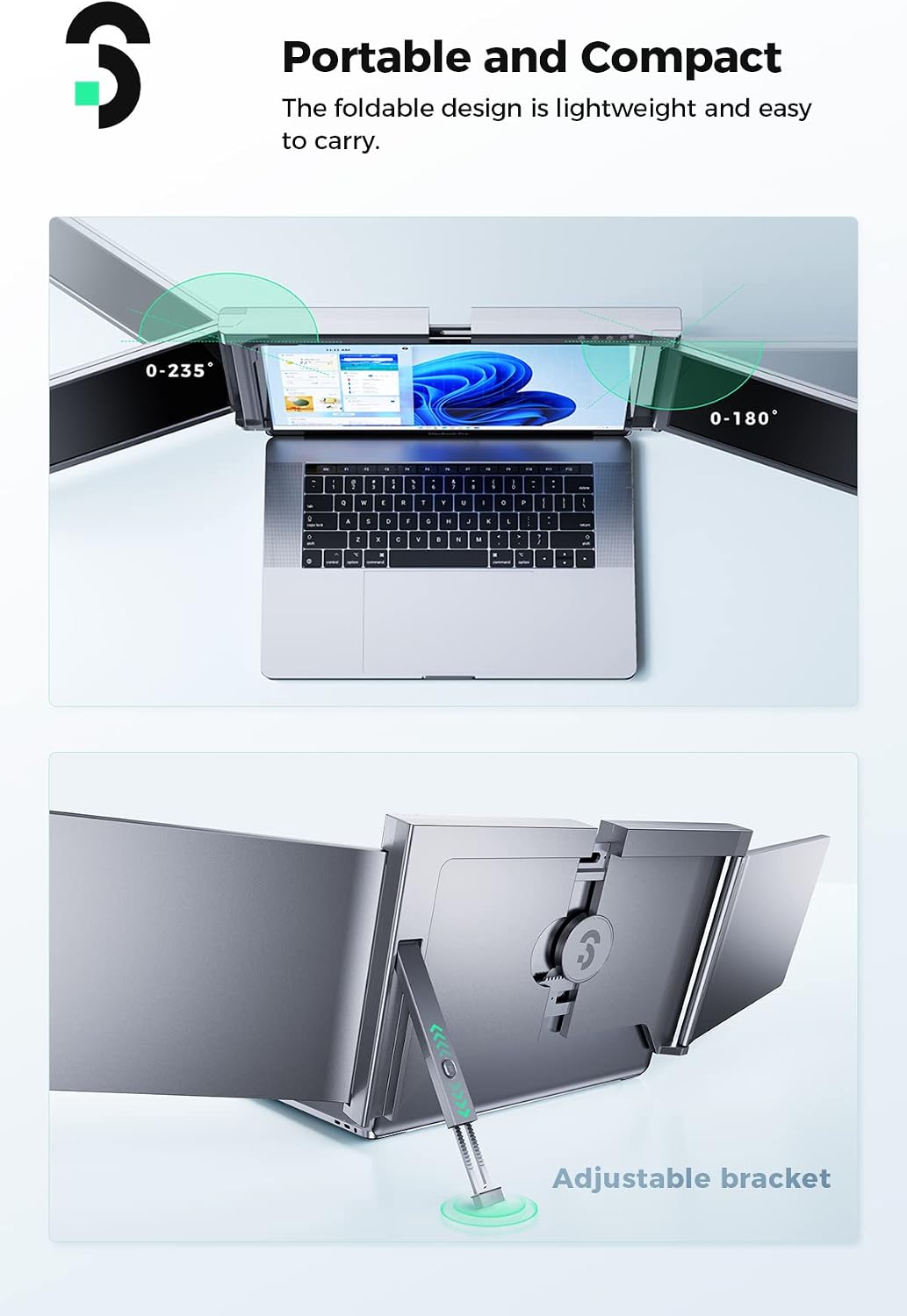 Laptop Bildschirm Erweiterung,14" 1080P Dreifacher tragbarer Laptop Screen Extender für 13 bis 16,5 Zoll Laptops