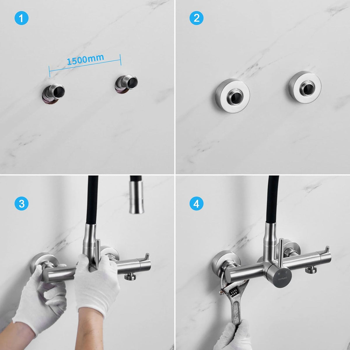 LakeBayMZC Wasserhahn Küche Wandmontage Küchenamatur mit 3/4" Anschluss Edelstahl,