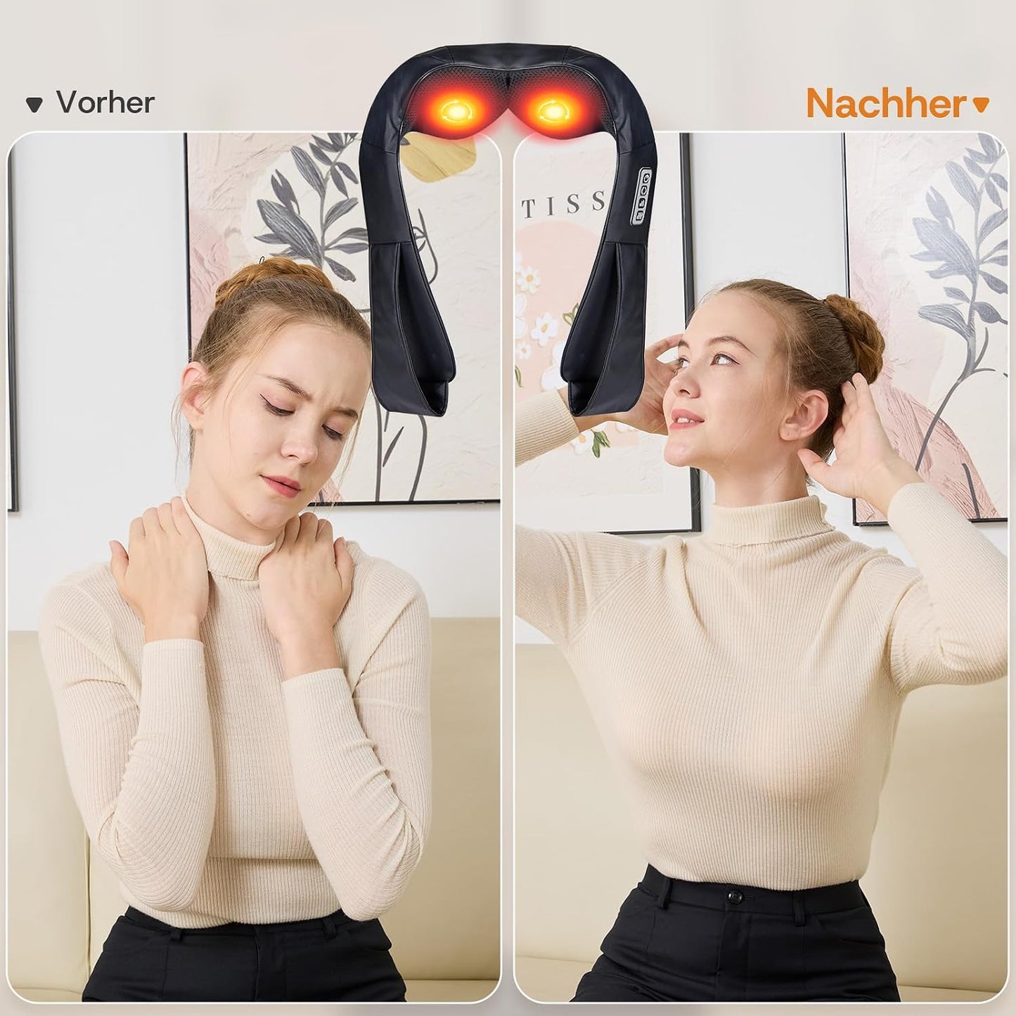 LAOBEN Nacken, Schulter und Rückenmassagegerät mit konstanter Heizfunktion Massagerollen