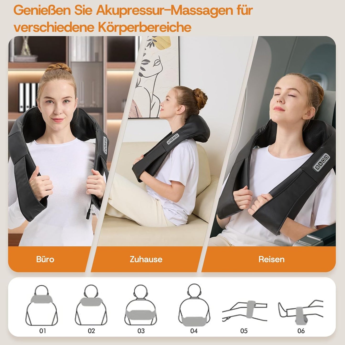 LAOBEN Nacken, Schulter und Rückenmassagegerät mit konstanter Heizfunktion Massagerollen