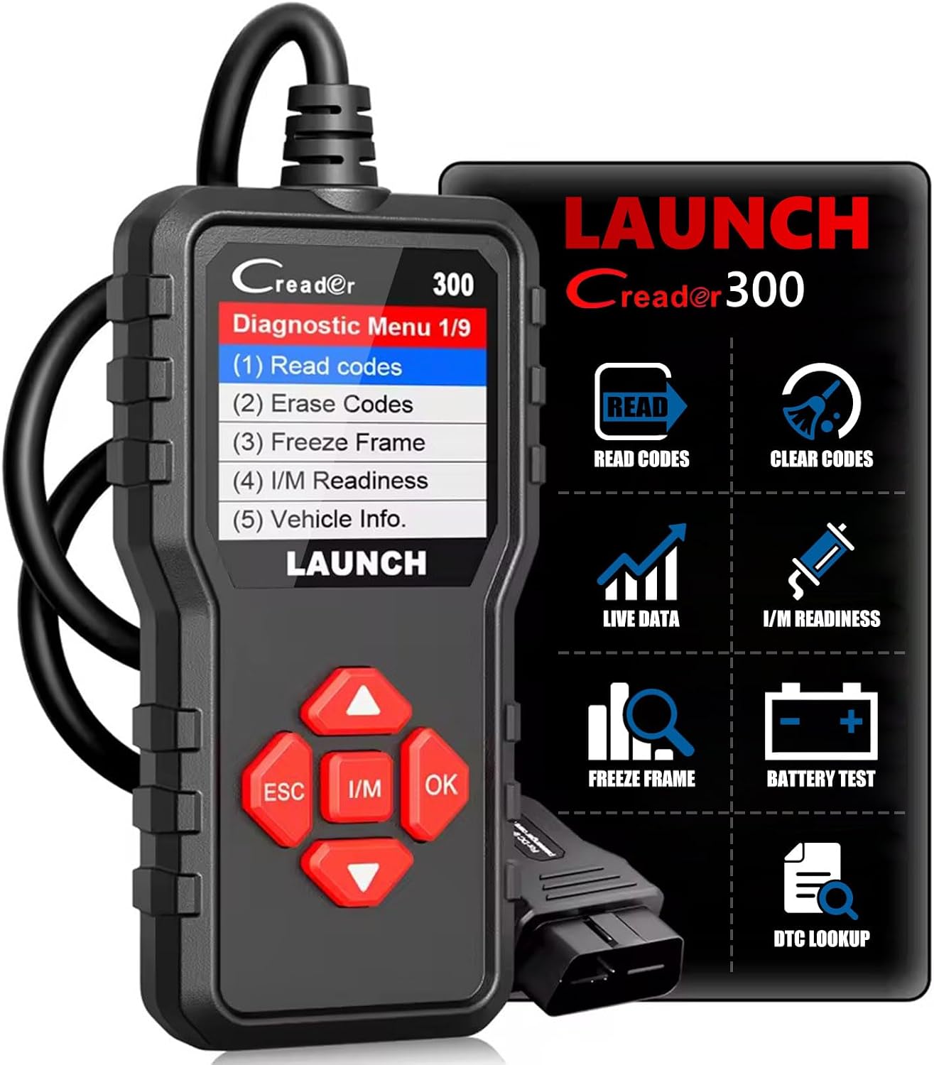 Launch Creader 300 OBD2 Scanner Diagnosegerät für Motorfehlercodes. 1.7"