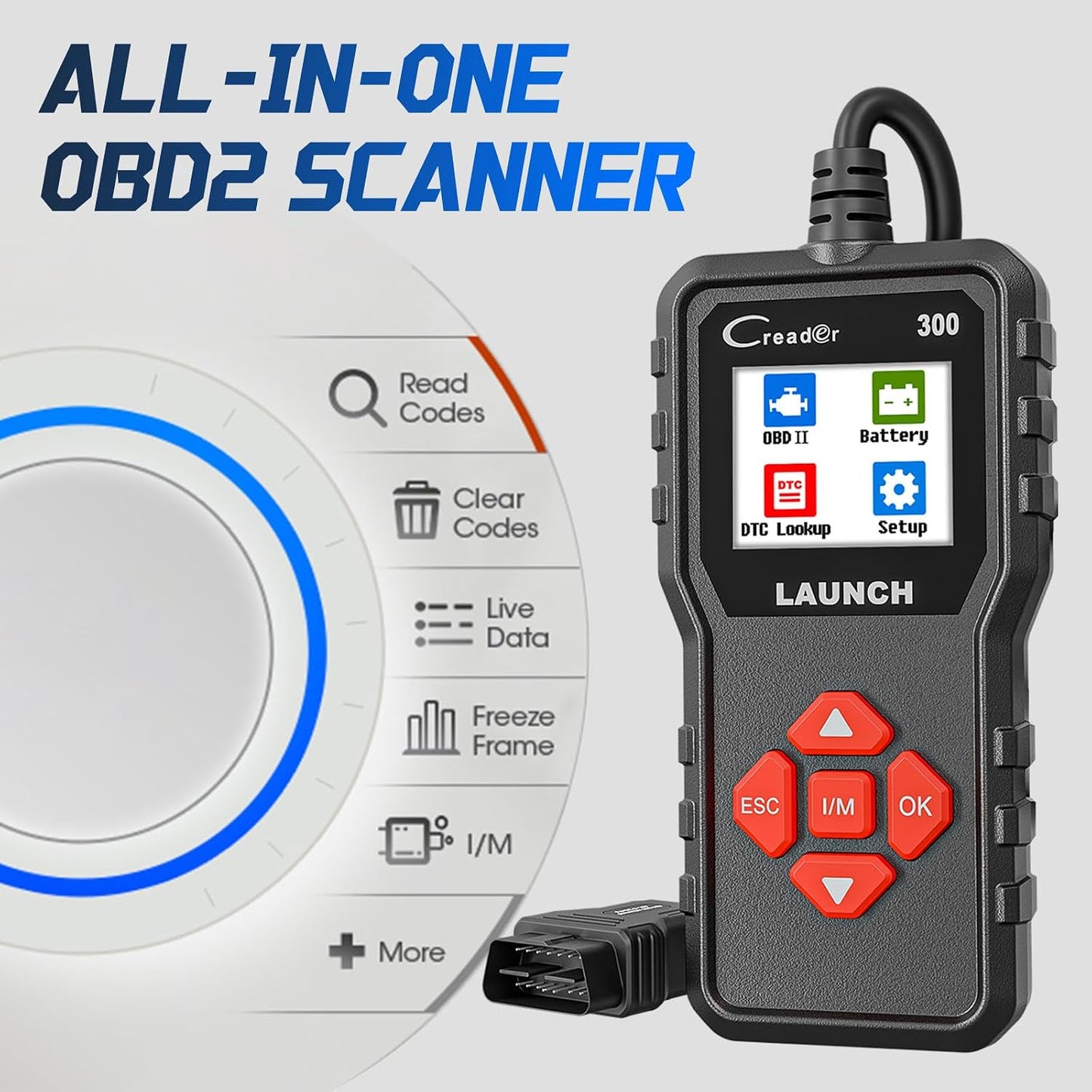 Launch Creader 300 OBD2 Scanner Diagnosegerät für Motorfehlercodes. 1.7"