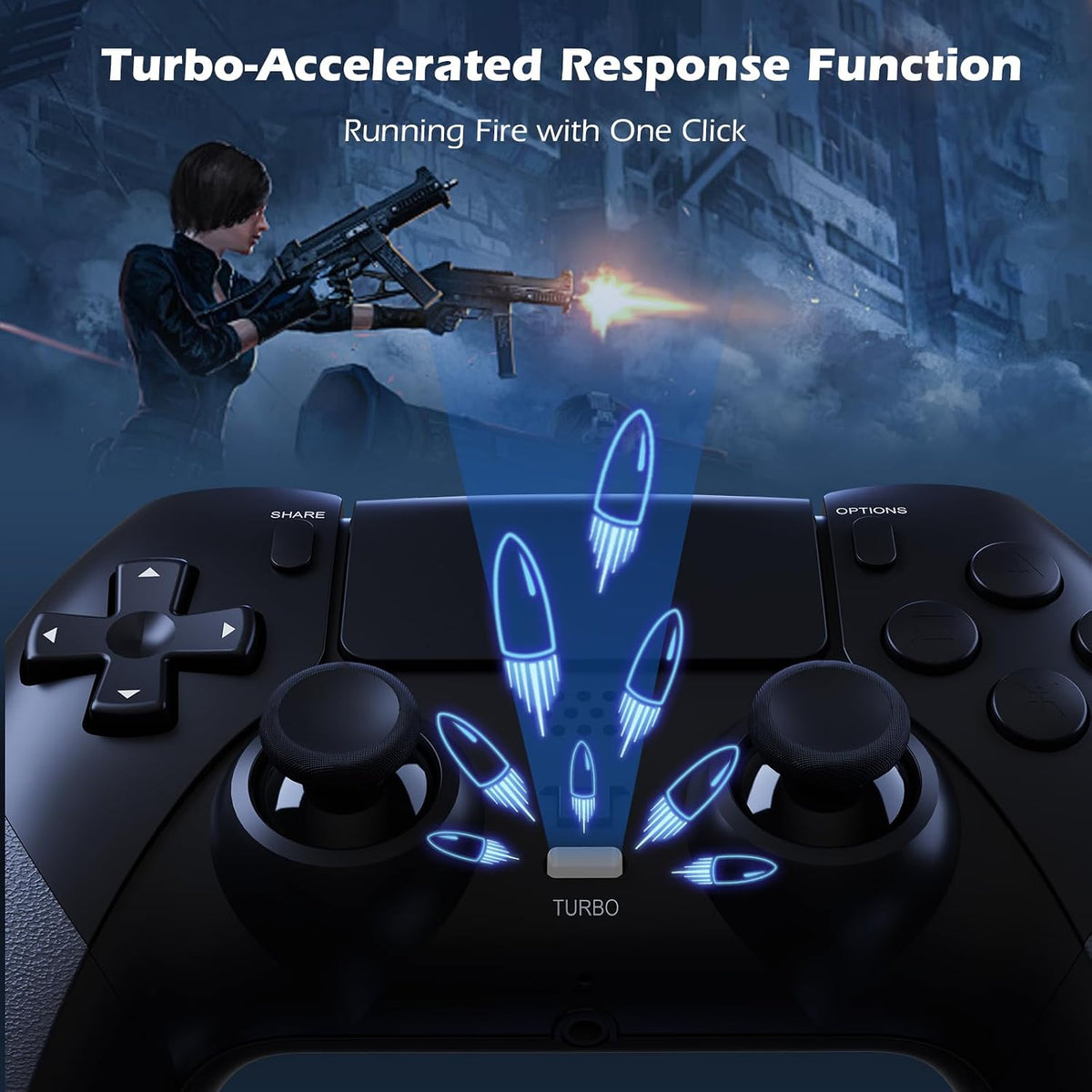 LATEC Controller für PS4, Wireless Controller für PS-4/Pro/Slim,Doppelter Vibration, Turbo