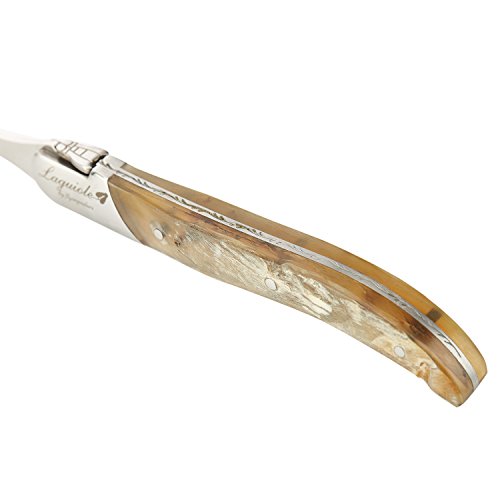 Laguiole by FlyingColors Menügabeln-Set aus Edelstahl, Horngriff, Coffret cadeau, 6 pièces