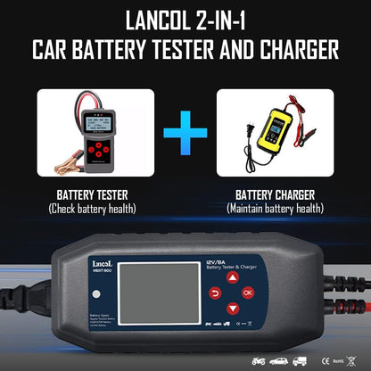 Testeur et chargeur de batterie de voiture LANCOL 12 V, testeur de charge de batterie 100-3000 CCA