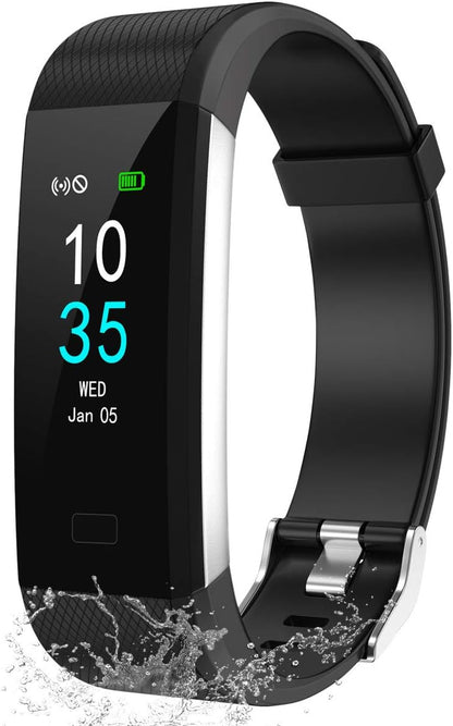 LEBEXY Fitness Armband Wasserdicht | Smartwatch Fitness Tracker Uhr mit Schrittzähler, S1-Version (Schwarz)