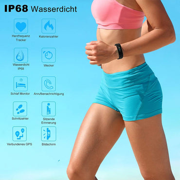LEBEXY Fitness Armband Wasserdicht | Smartwatch Fitness Tracker Uhr mit Schrittzähler, S1-Version (Schwarz)