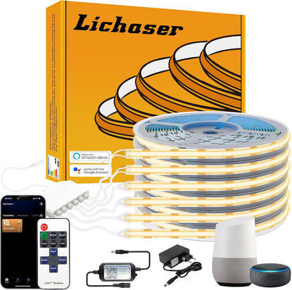 Lichaser COB  LED Streifen für Akustikpaneele, 6 Rollen WiFi Warmweiss 12V (1,5M) 