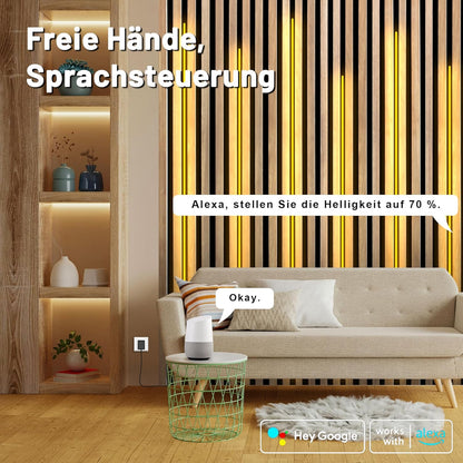Lichaser COB  LED Streifen für Akustikpaneele, 6 Rollen WiFi Warmweiss 12V (1,5M) 