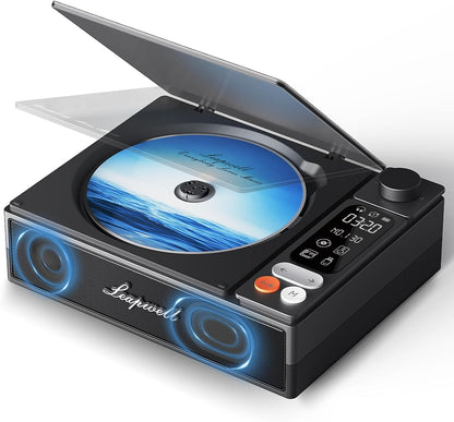 Leapwell CD Player Tragbarer Bluetooth Retro mit LCD Bildschirm Optisch USB Schwarz