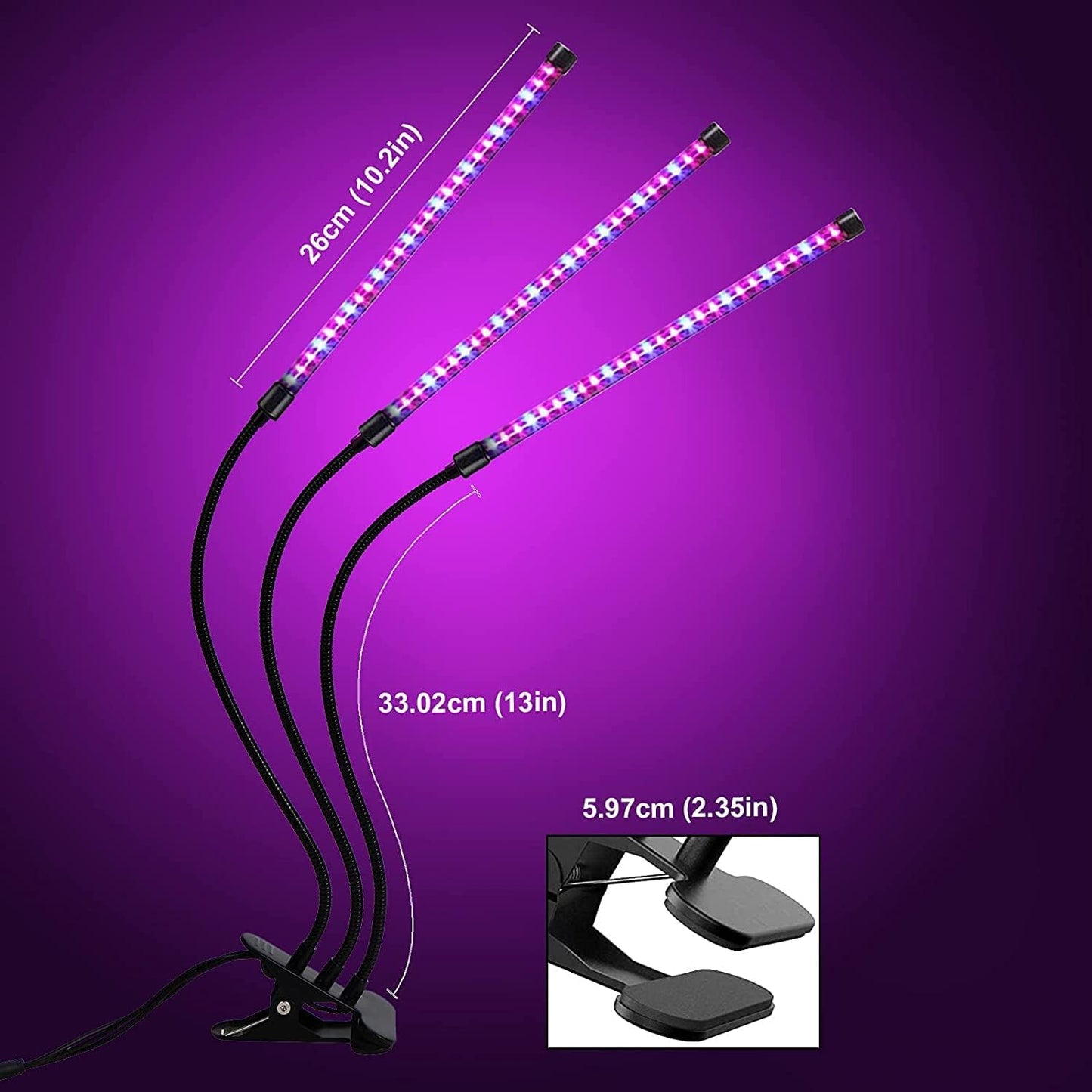 Plafonnier LED LEBANDWIT pour Zimmerpflanzen, éclairage à spectre complet avec 3 fonctions de minuterie 3H/9H/12H, 5 lumières dimmables, lampe de visualisation UV 27W 36LEDs (3 pièces)