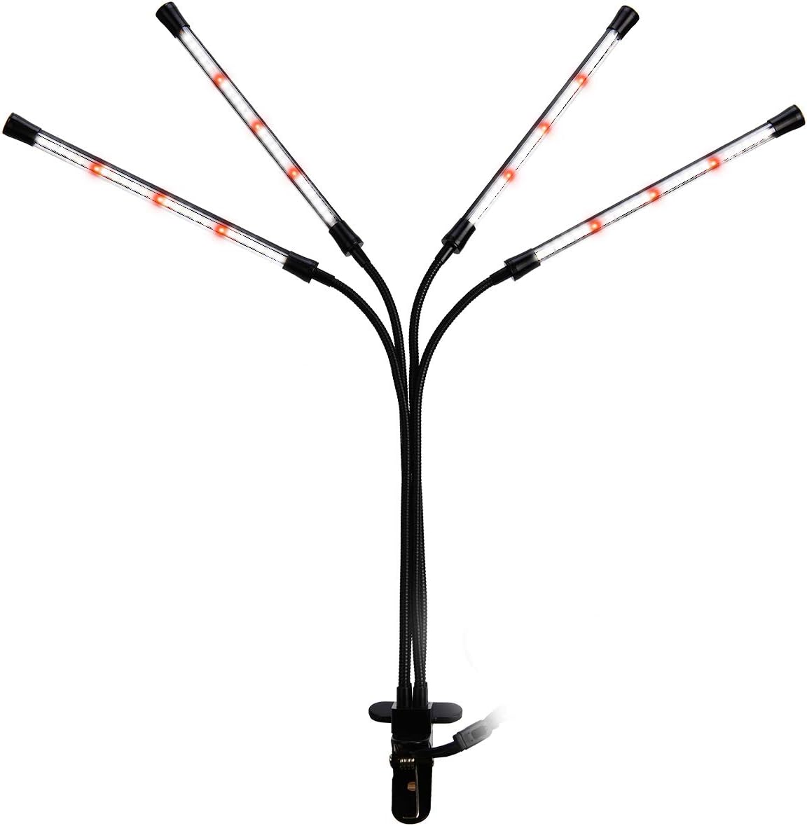 LEBANDWIT Vollspektrum-LED-Pflanzenlicht, 4 Köpfe mit 3 3H/9H/12H-Timer, 10 Stufen, einstellbare Helligkeit 36 W,