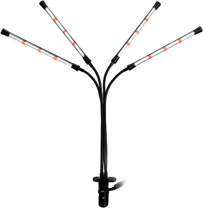 LEBANDWIT Vollspektrum-LED-Pflanzenlicht, 4 Köpfe mit 3 3H/9H/12H-Timer, 10 Stufen, einstellbare Helligkeit 36 W,