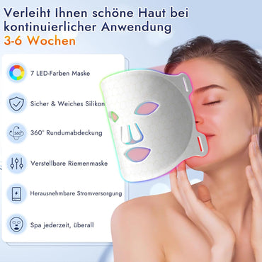 LED Maske, Lichttherapie Gesichtsmaske mit Rotlichttherapie, 3-Farben  für jeden Hauttyp, Anti-Aging, Fältchen