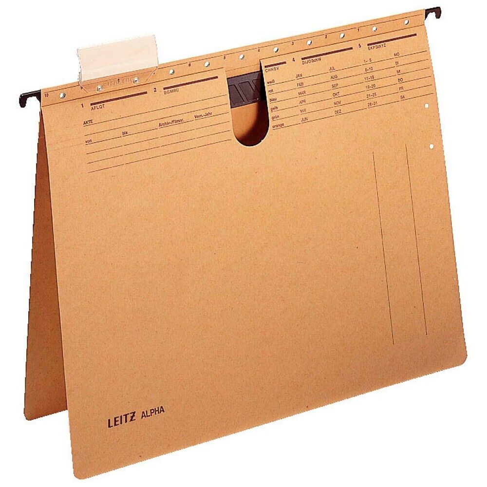 Porte-documents LEITZ ALPHA® 1989 en carton brun naturel, 2 poignées peintes, 25 pièces