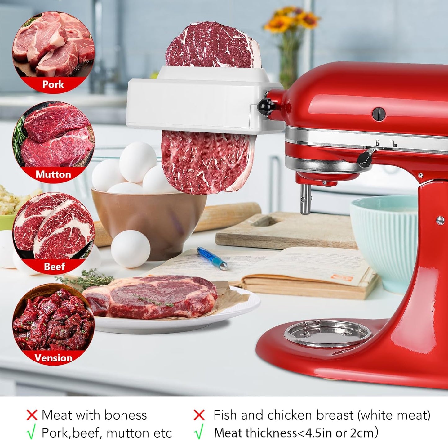 LETOMS Fleischzerkleinerer-Aufsatz für alle KitchenAid Standmixer