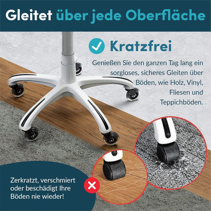 Lifelong Bürostuhl Rollen 5er-Set, Schaftgröße 11X22mm, Bürostuhl-Räder Ersatzrollen Schwarz