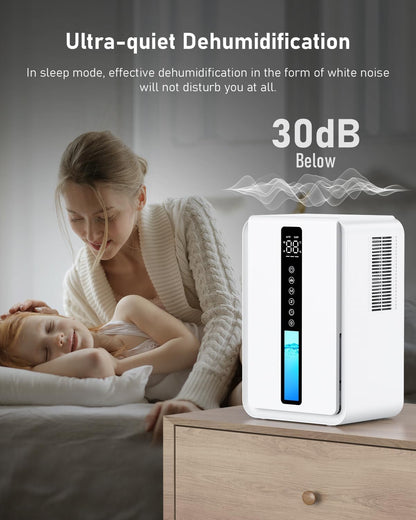 Luftentfeuchter 2500 ml mit automatischer Abschaltung,6–48 Stunden Timer, 3 Arbeitsmodi