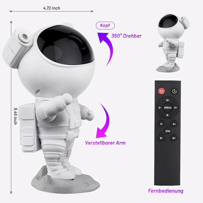 Sternenprojektor mit Astronaut & Galaxie, 360° rotierend, mit Fernbedienung/Timer