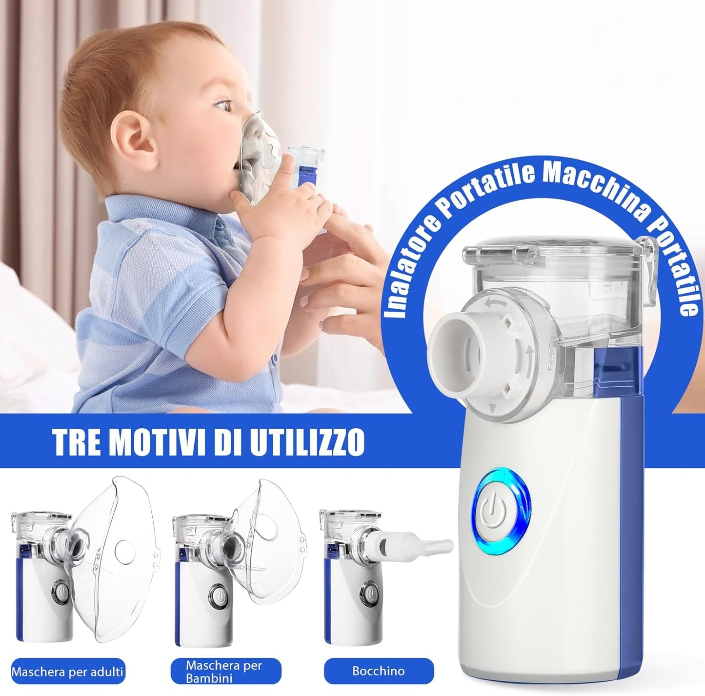 LIFOCI Inhaliergerät Tragbar mit Mundstück und 2 Maske USB