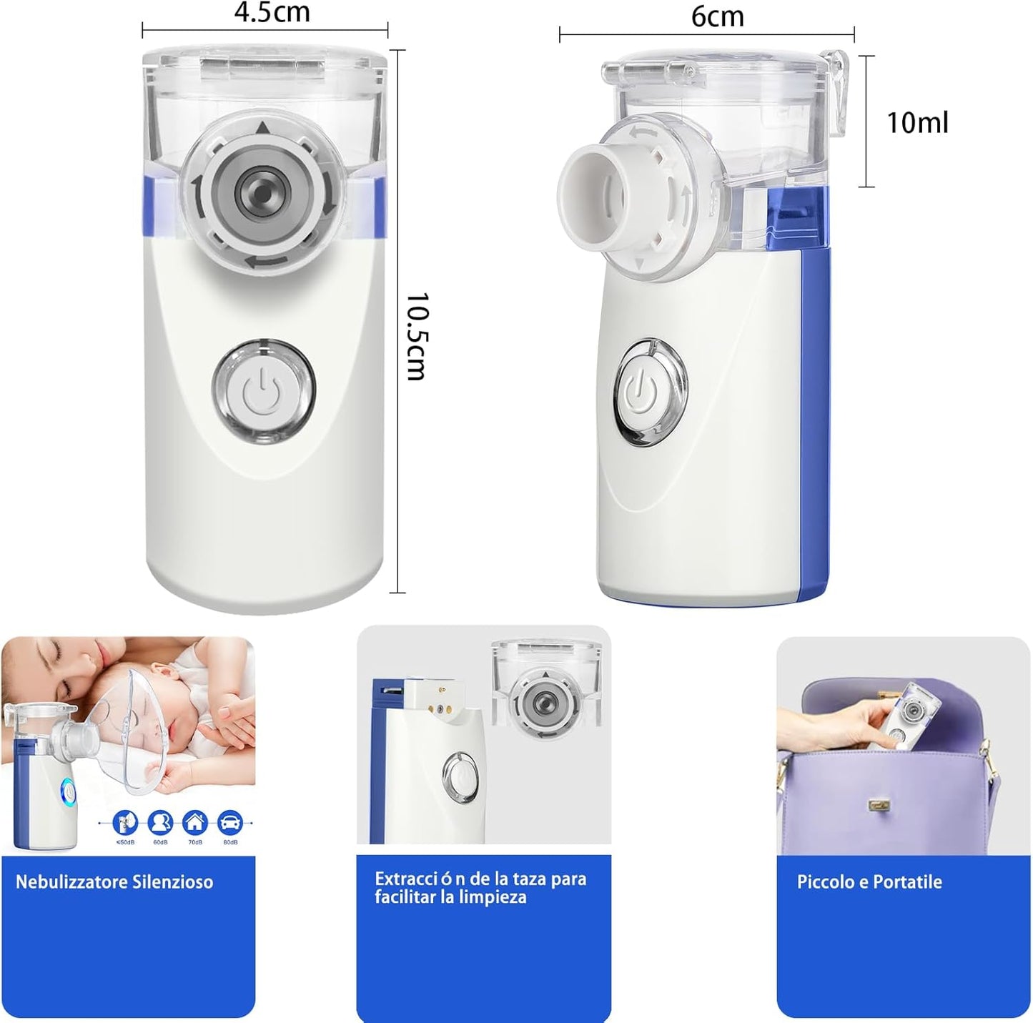 LIFOCI Inhaliergerät Tragbar mit Mundstück und 2 Maske USB