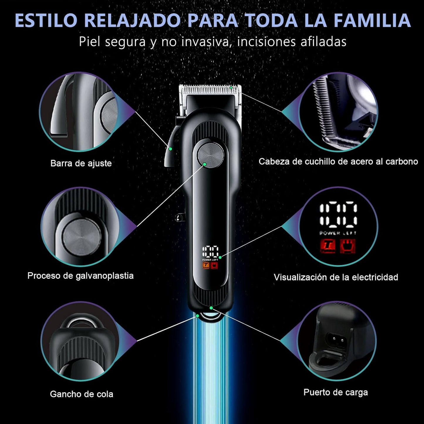 Machine de coupe de cheveux pour cheveux, sèche-cheveux, avec écran LCD, coupe, USB, sèche-cheveux électrique, pour le soin des cheveux et sèche-cheveux