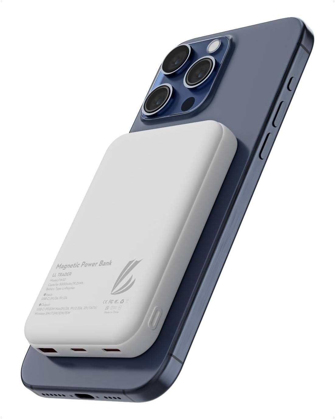 LL TRADER 006 Magnetisches powerbank, 10.000 mAh, für iPhone 12/13/14/15-Serie (weiß)