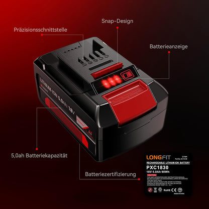2-Pack Longfit Ersatzakku für Einhell Akku 18V PXC-Twinpack 5,0 Ah