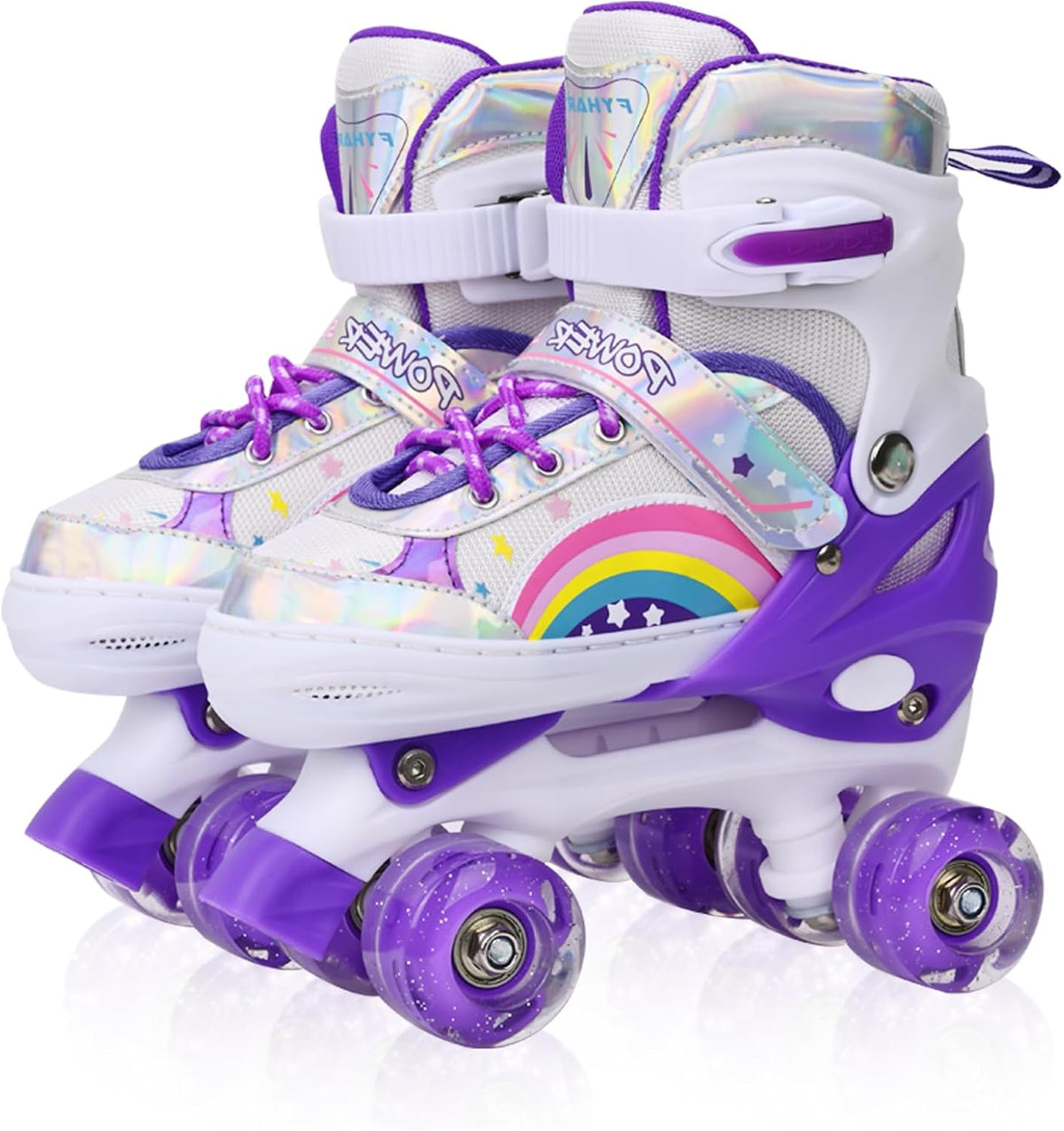 Rollschuhe für Kinder Mädchen Anfänger Rainbow, Einstellbar Violett Regenbogen ( S )