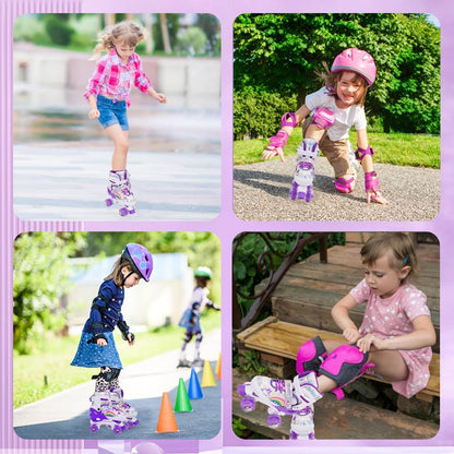 Rollschuhe für Kinder Mädchen Anfänger Rainbow, Einstellbar Violett Regenbogen ( S )