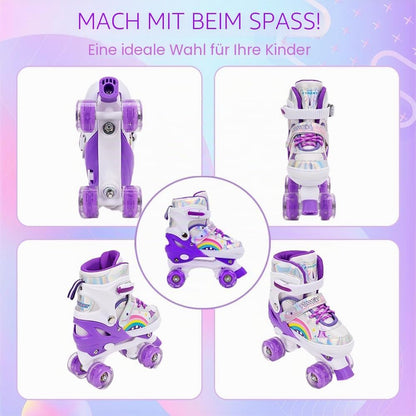 Rollschuhe für Kinder Mädchen Anfänger Rainbow, Einstellbar Violett Regenbogen ( S )