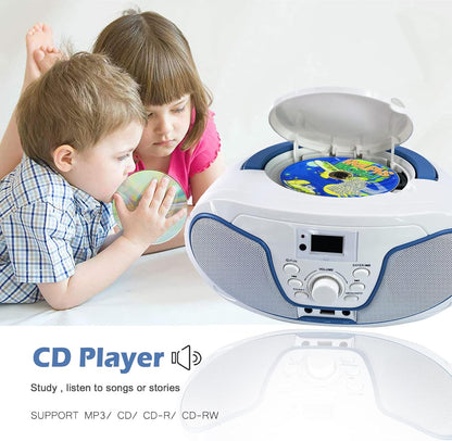 Radio Boombox DAB+ LONPOO, lecteur CD échangeable, Bluetooth, radio UKW, entrée USB, entrée AUX, télécommande, 2 x 2 W RMS stéréo Boombox (blanc)