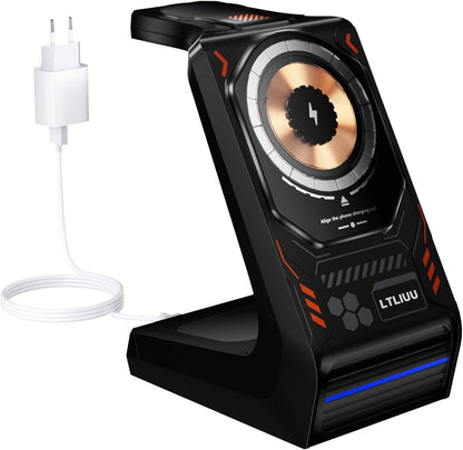 LTLIUU 3 in 1 Wireless Charging Station for Apple Devices, 15W Fast Mag-Safe Charger
