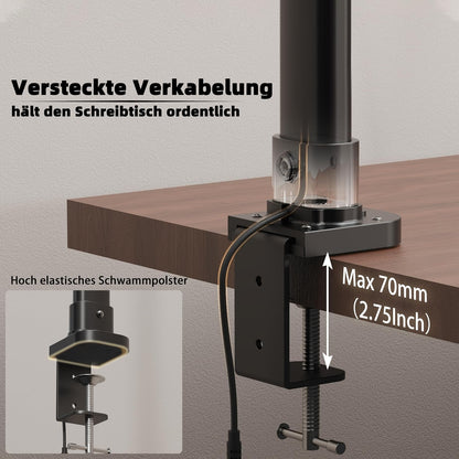 LOTTBUTY Doppelkopf Schreibtischlampe LED dimmbar,24W 80CM (Schwarz,Klemmbar) 
