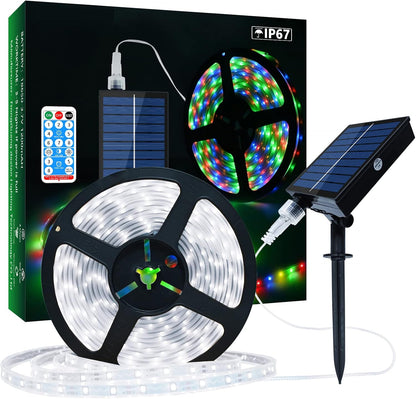 Solar LED Streifen, 5m LED Strip IP67 Wasserdichter, Dimmbare, USB-Stromkabel