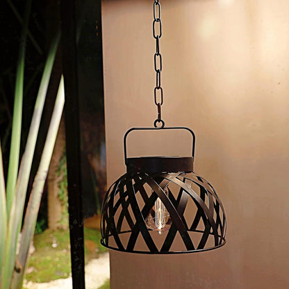 LUCOZA Solar Hängelampe aus Metall, Wasserdicht für Außen, Dekorative Industrielle Vintage Groß Gartenlaterne Windlicht Dekor