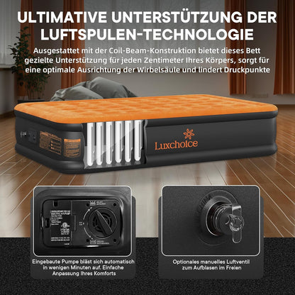 Luxchoice Luftbett Aufblasbare Matratze 1 Person mit Integrierte Pumpe 190×99×40cm