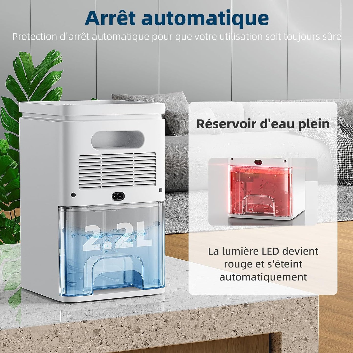 HY25 Luftentfeuchter, 2,2 l, elektrisch, tragbar, automatische Abschaltung, Timer 6/8/10 Stunden