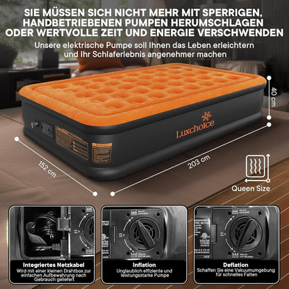 Luxchoice Luftbett Luftmatratze Selbstaufblasend 2 Personen mit Integrierter Elektrischer Pumpe