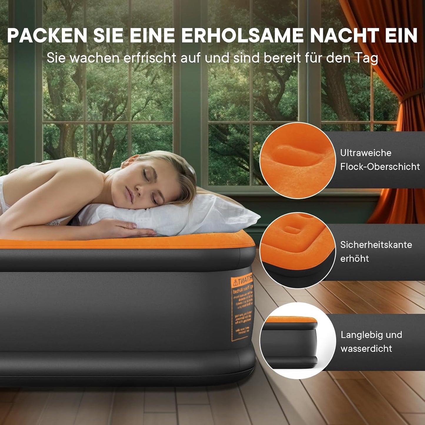 Luxchoice Luftbett Aufblasbare Matratze 1 Person mit Integrierte Pumpe 190×99×40cm