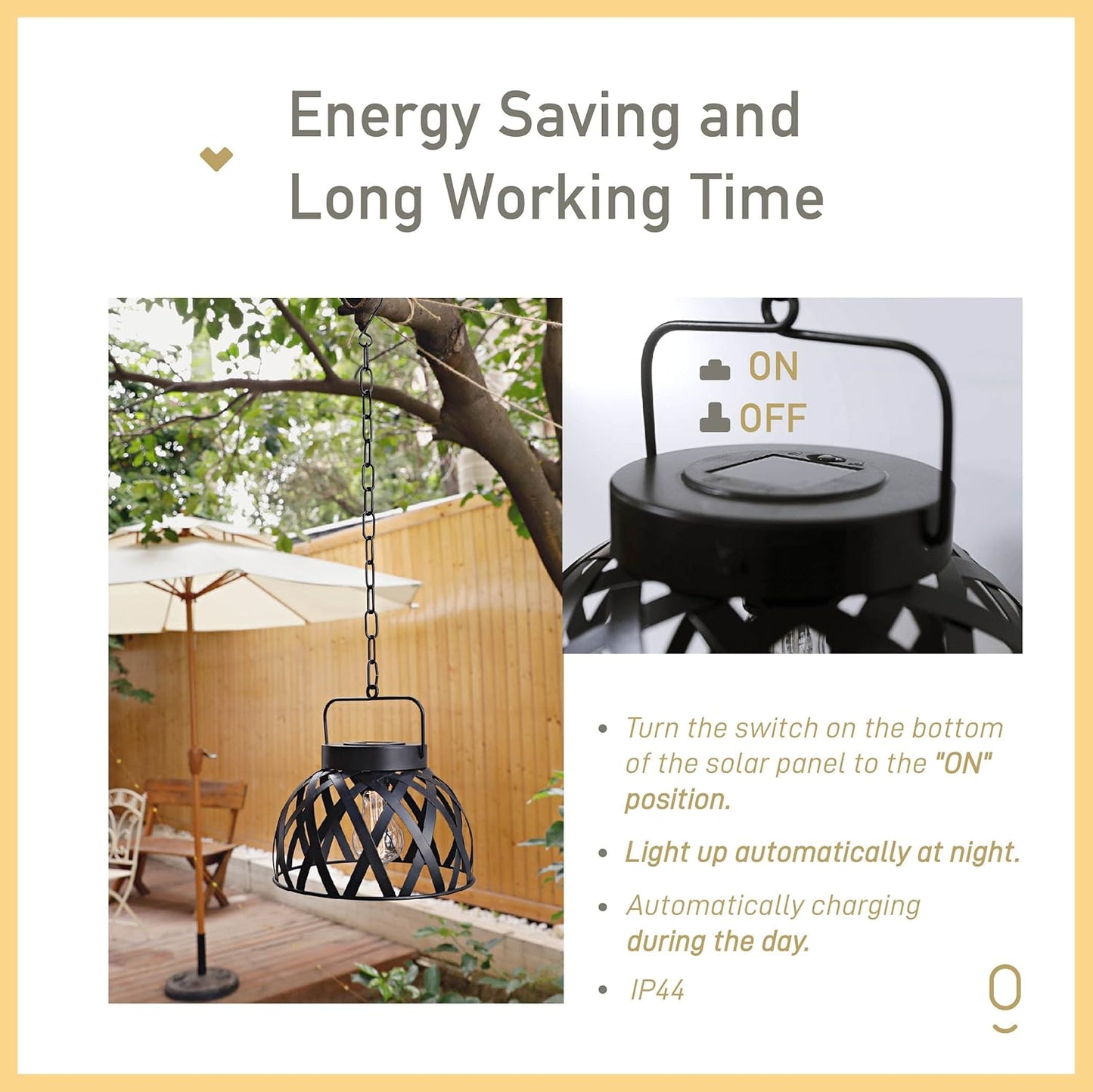 LUCOZA Solar Hängelampe aus Metall, Wasserdicht für Außen, Dekorative Industrielle Vintage Groß Gartenlaterne Windlicht Dekor