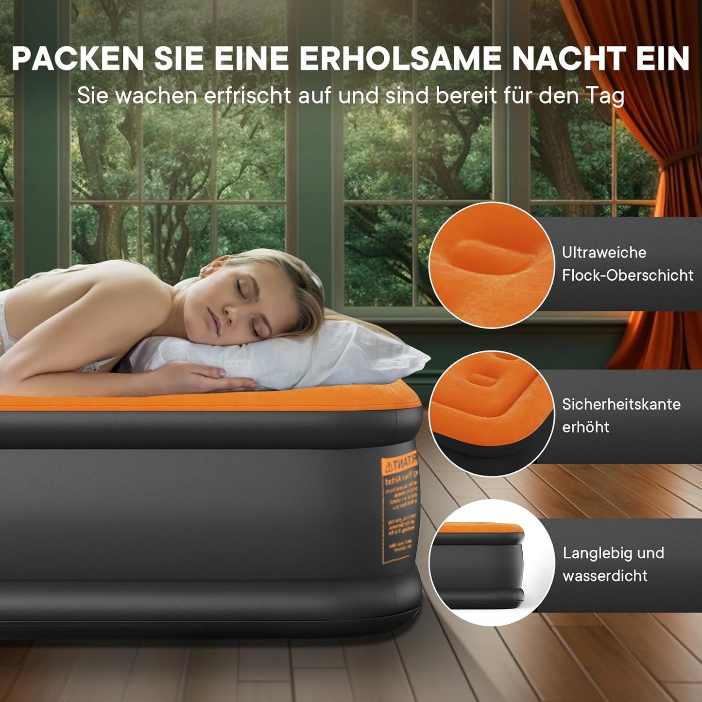 Luxchoice Luftbett Luftmatratze Selbstaufblasend 2 Personen mit Integrierter Elektrischer Pumpe