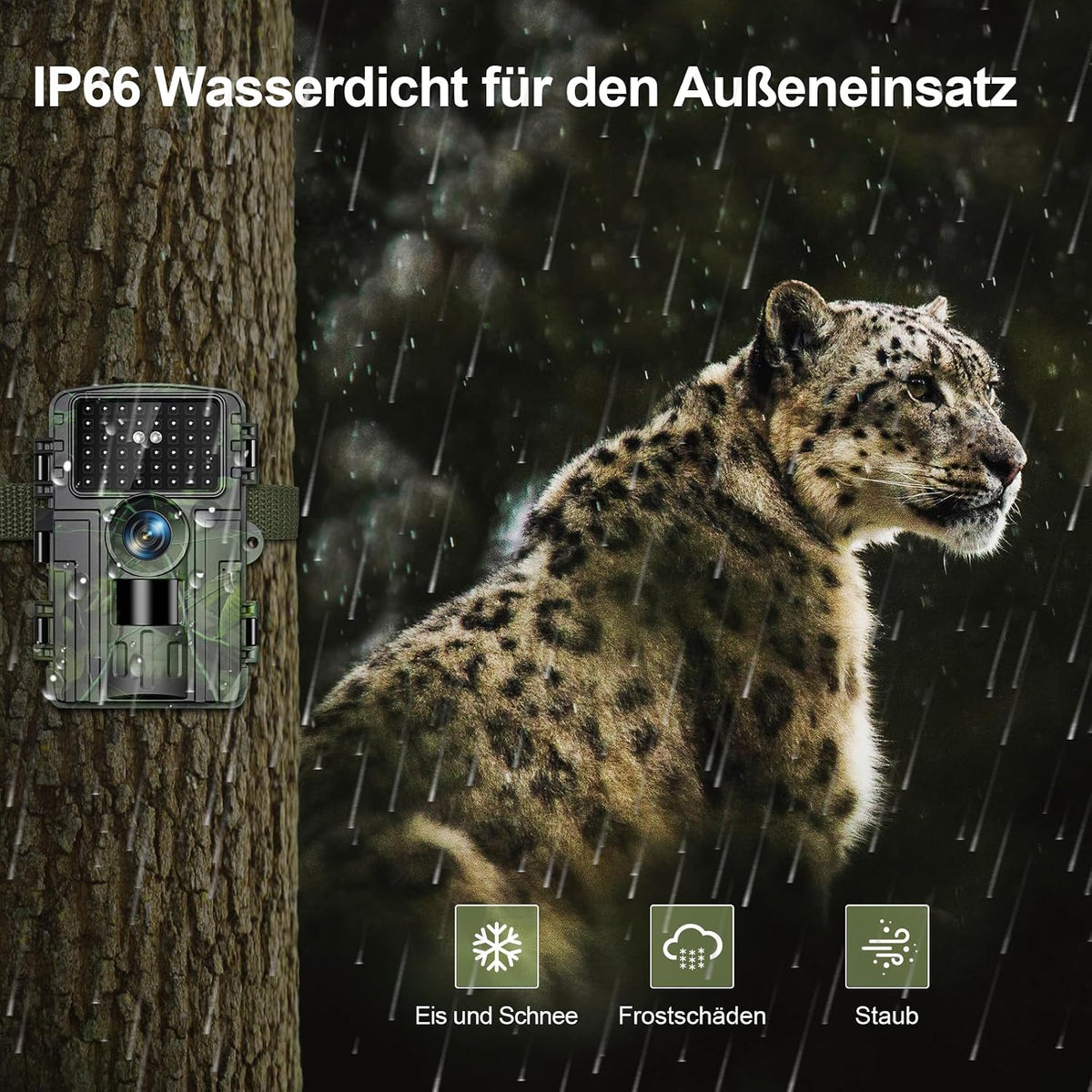 Lutranstra Wildkamera, 4K Video, 60MP, WLAN mit Handyübertragung APP, Bewegungssensor