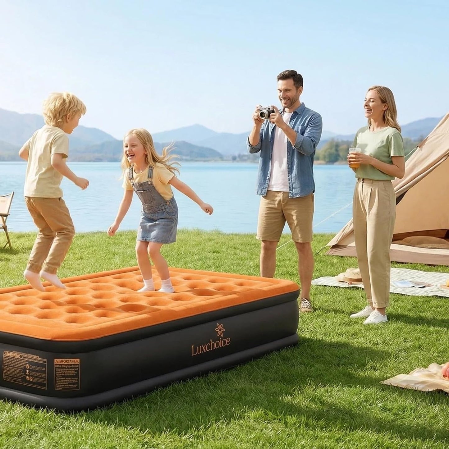 Luxchoice Luftbett Aufblasbare Matratze 1 Person mit Integrierte Pumpe 190×99×40cm