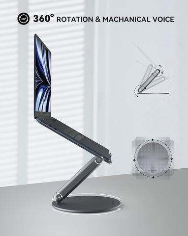 LULULOOK Faltbar Laptop Ständer mit 360° Drehbarer Basis Verstellbar Grau