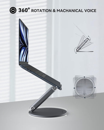 LULULOOK Faltbar Laptop Ständer mit 360° Drehbarer Basis Verstellbar Grau
