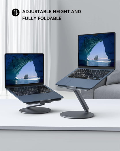 LULULOOK Faltbar Laptop Ständer mit 360° Drehbarer Basis Verstellbar Grau