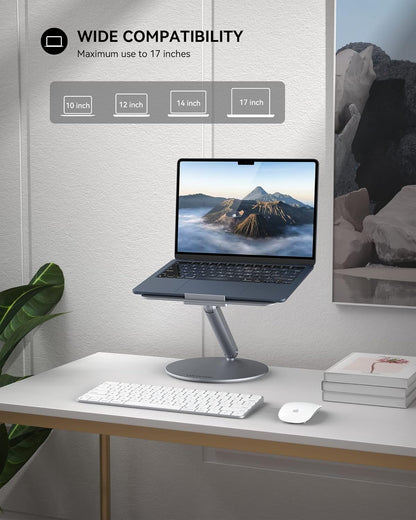 LULULOOK Faltbar Laptop Ständer mit 360° Drehbarer Basis Verstellbar Grau